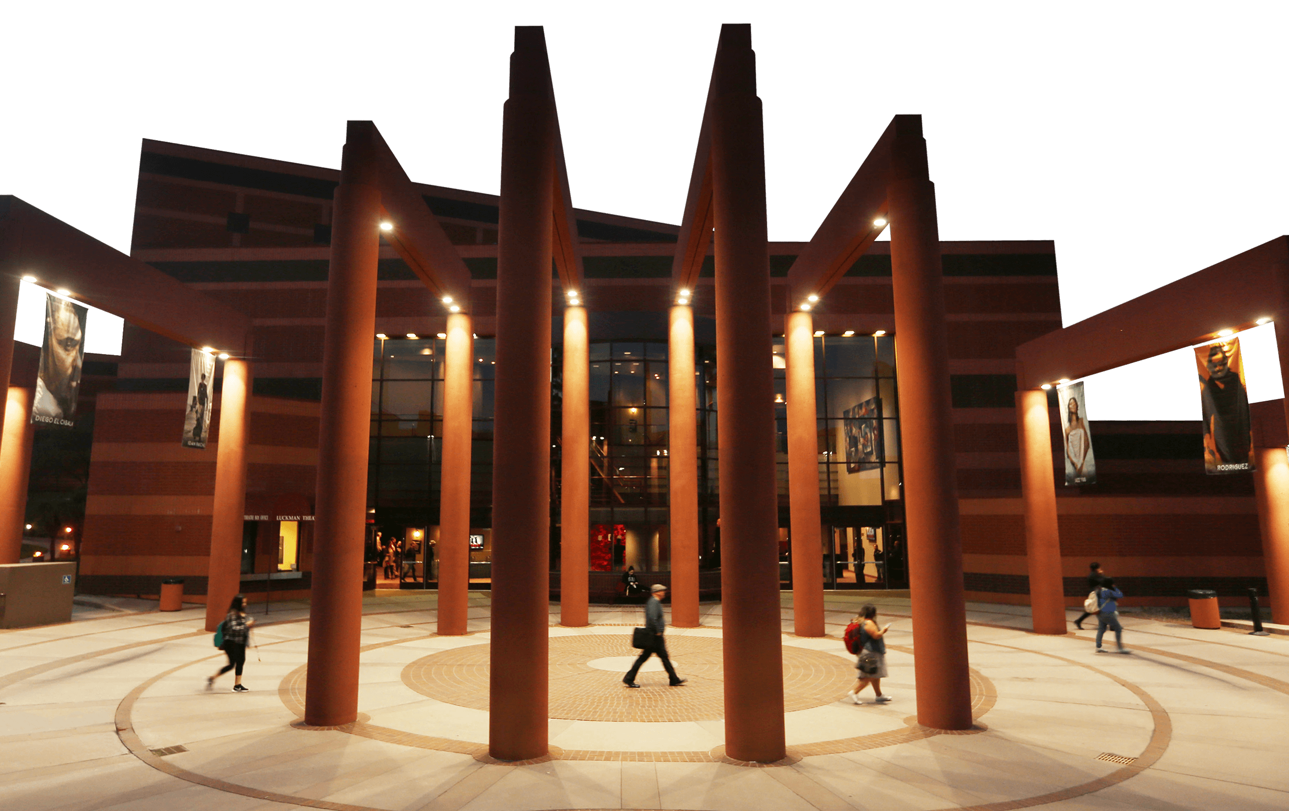 The front view of the Luckman Theater at Cal State LA.