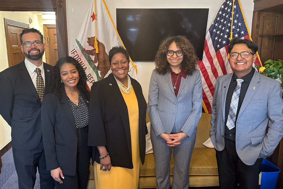 President Eanes and the Cal State LA team with Representative Sydney Kamlager-Dove.